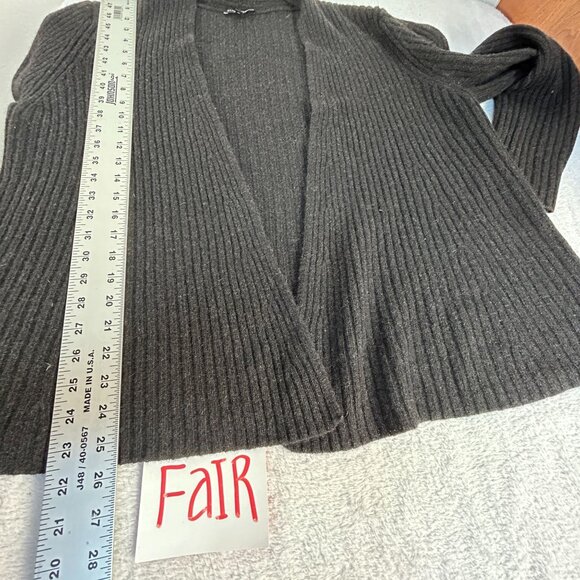 Eileen Fisher Womens Black Ribbed Open Front Cardigan Sweater XL Yak Wool Blend - Picture 9 of 9